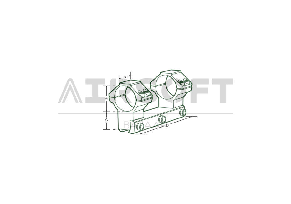 25.4mm Airgun Mount Base Medium