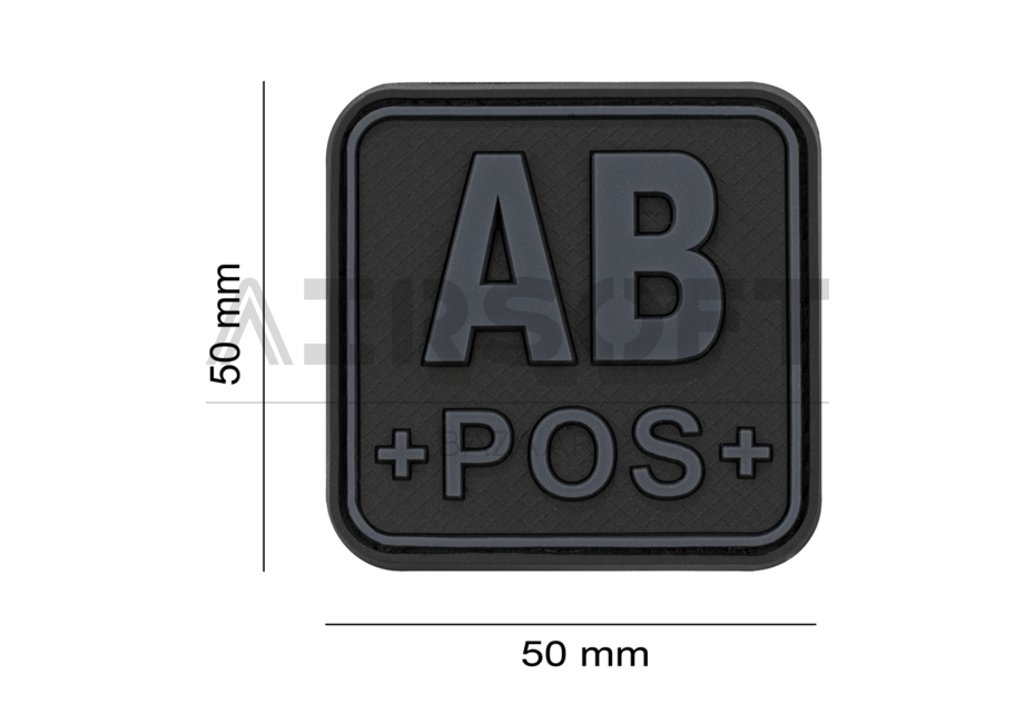 Bloodtype Square Rubber Patch AB Pos