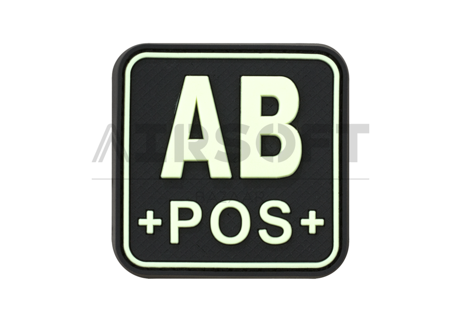 Bloodtype Square Rubber Patch AB Pos