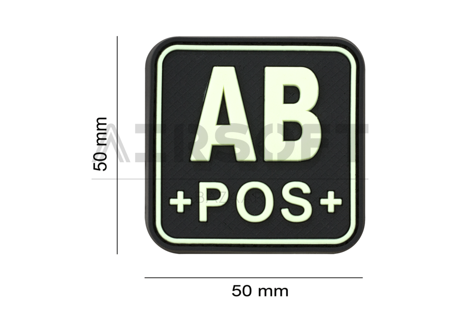 Bloodtype Square Rubber Patch AB Pos