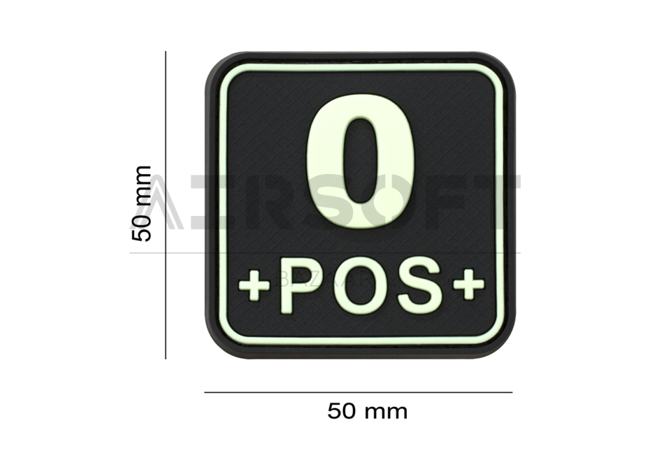 Bloodtype Square Rubber Patch 0 Pos