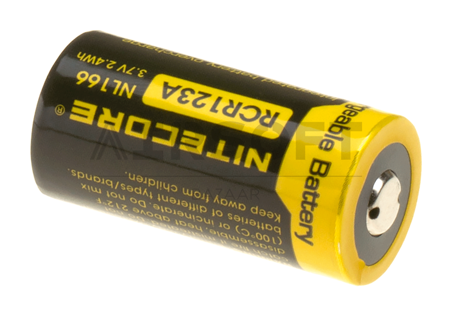 NL166 RCR123 Battery 3.7V 650mAh