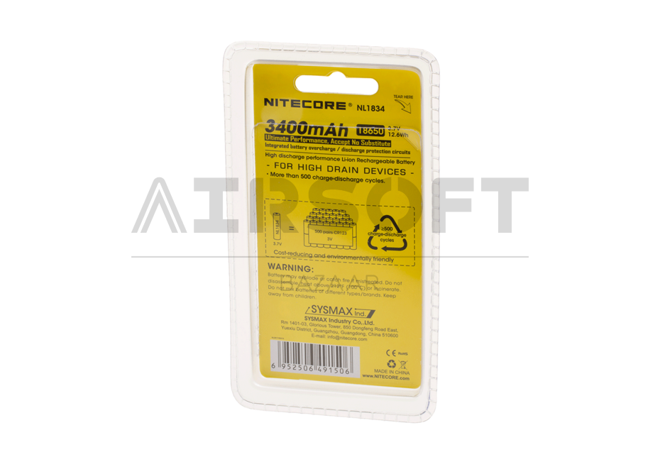NL1834 18650 Battery 3.7V 3400mAh