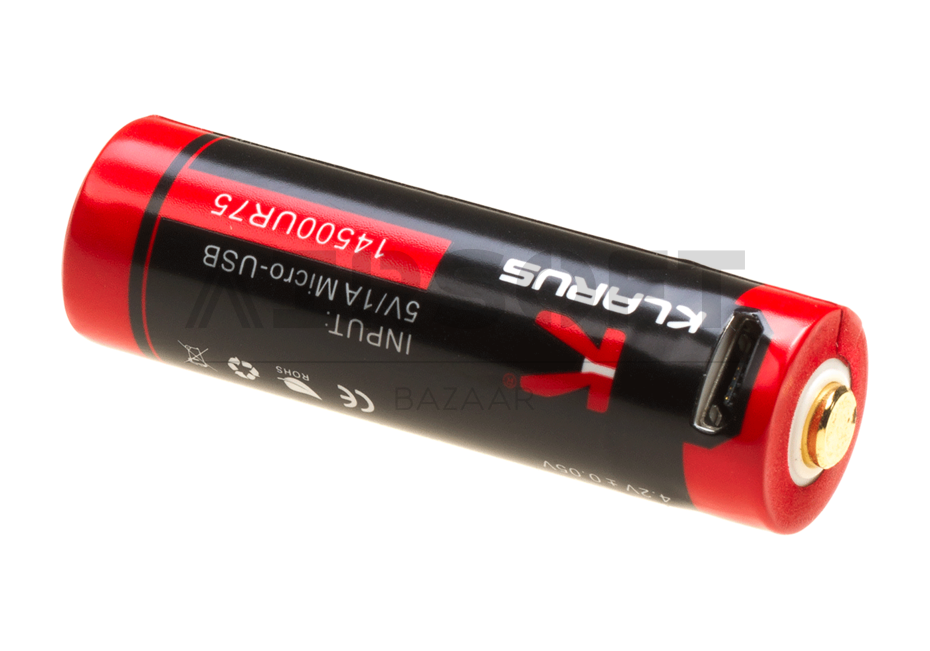 14500 Battery 3.7V 750mAh Micro-USB