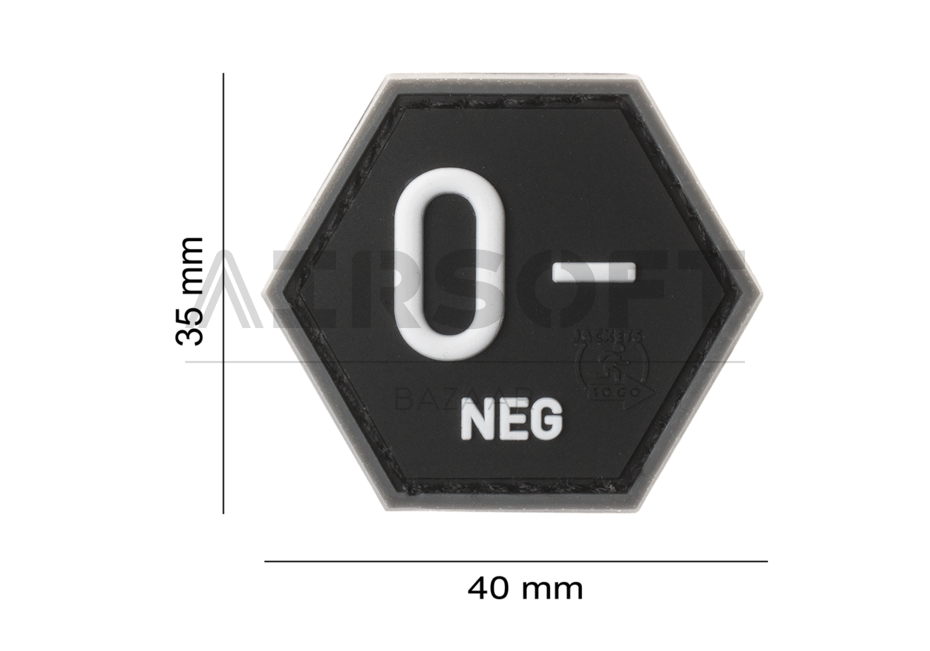 Bloodgroup Hexagon Rubber Patch 0 Neg