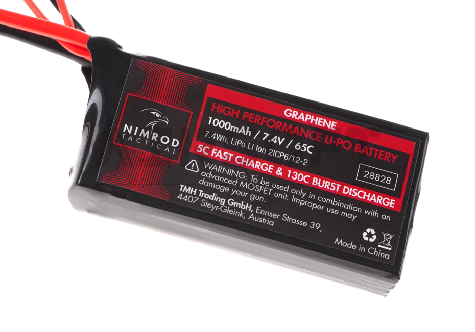 Lipo 7.4V 1000mAh 65C Graphene PEQ Type