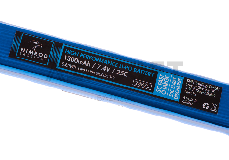 Lipo 7.4V 1300mAh 25C Stock Tube  Type