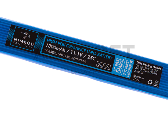 Lipo 11.1V 1300mAh 25C Split Type T-Plug