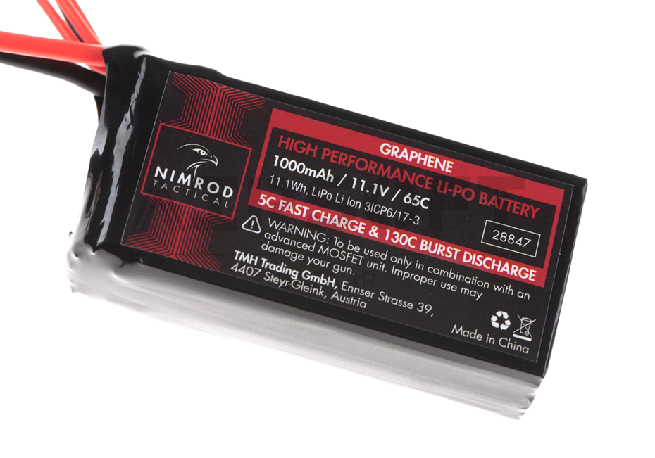 Lipo 11.1V 1000mAh 65C Graphene PEQ Type T-Plug