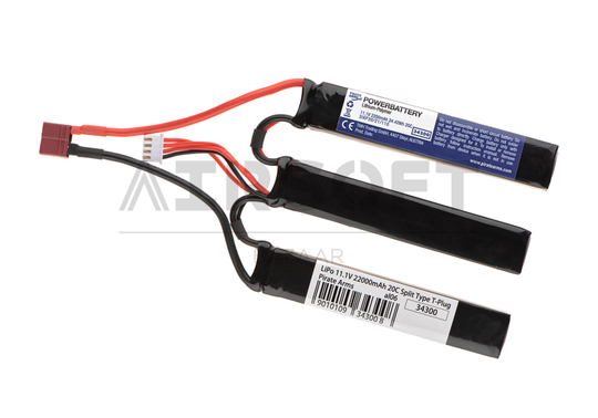 LiPo 11.1V 2200mAh 20C Split Type T-Plug