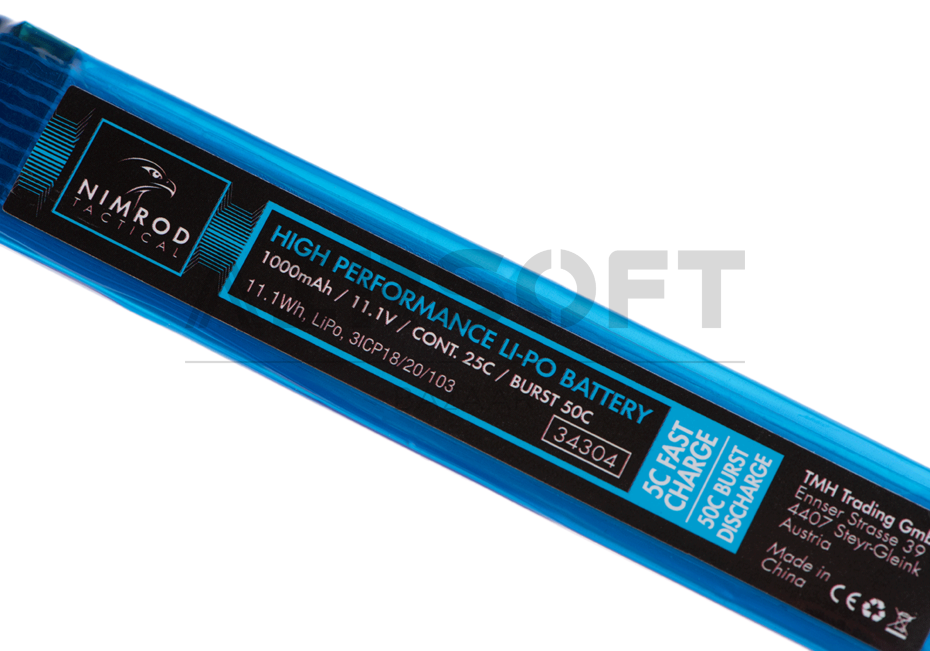 Lipo 11.1V 1000mAh 25C Split Type T-Plug