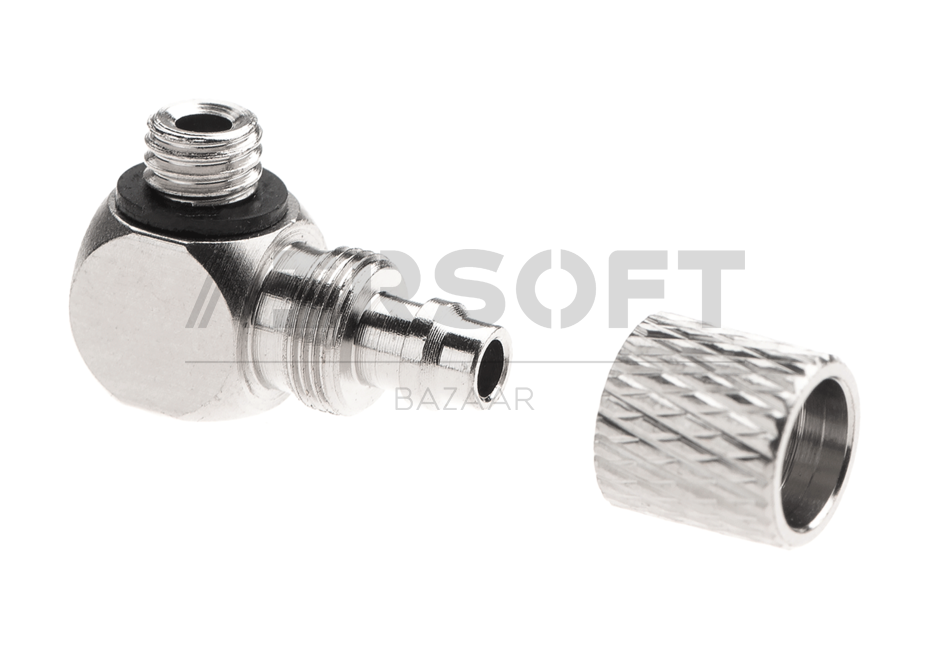 HPA 6mm Hose Coupling with Screwed Catch 90 Degree - Outer M5 Thread