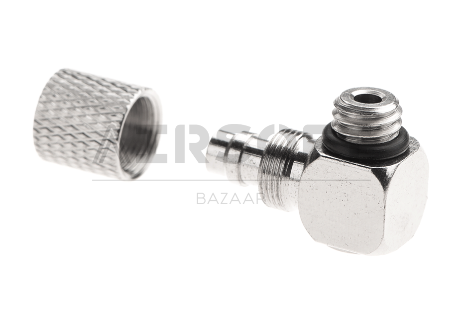 HPA 6mm Hose Coupling with Screwed Catch 90 Degree - Outer M6 Thread